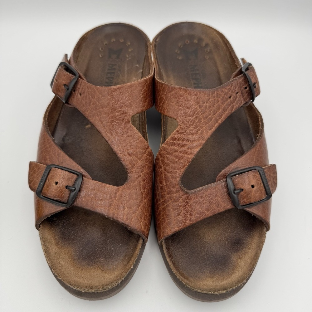 Mephisto Shoes Womens 8 Brown Leather Slide Wedge Sandals Cork Footbed EU 38